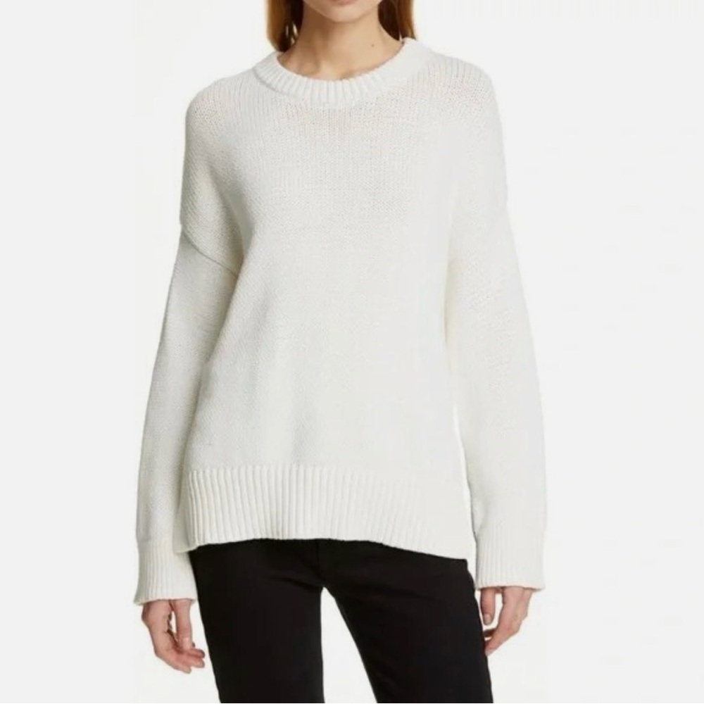 Jenni Kayne White Cotton Boyfriend Sweater - Size Large